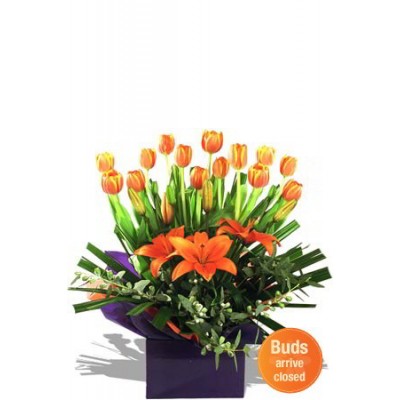 Tulips and Asiatic Lily Arrangement 